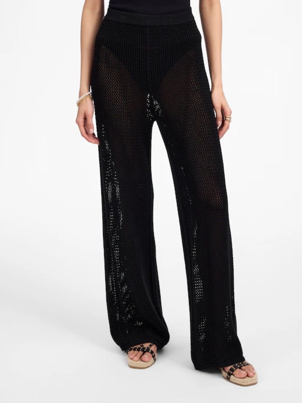 Madewell Open-Stitch Sweater Pants Black Medium